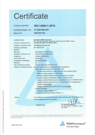 ISO14064-1：2018 Certificate